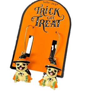 Pug dogs dressed up for Halloween earrings - so adorable NWT